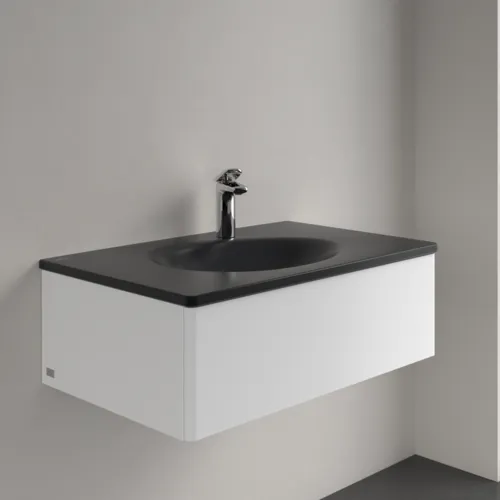 Bild von VILLEROY BOCH Antao Schrankwaschtisch, 800 x 500 x 150 mm, Pure Black CeramicPlus, mit verdecktem Überlauf #4A7584R7
