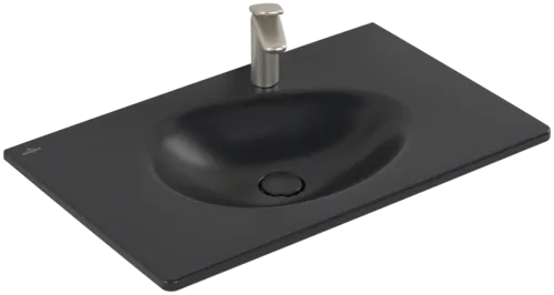 Зображення з  VILLEROY BOCH Antao Vanity washbasin, 800 x 500 x 150 mm, Pure Black CeramicPlus, with concealed overflow #4A7584R7