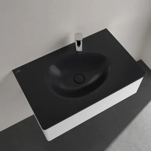 Bild von VILLEROY BOCH Antao Schrankwaschtisch, 800 x 500 x 150 mm, Pure Black CeramicPlus, mit verdecktem Überlauf #4A7584R7