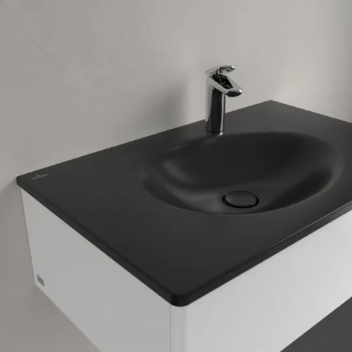 Bild von VILLEROY BOCH Antao Schrankwaschtisch, 800 x 500 x 150 mm, Pure Black CeramicPlus, mit verdecktem Überlauf #4A7584R7