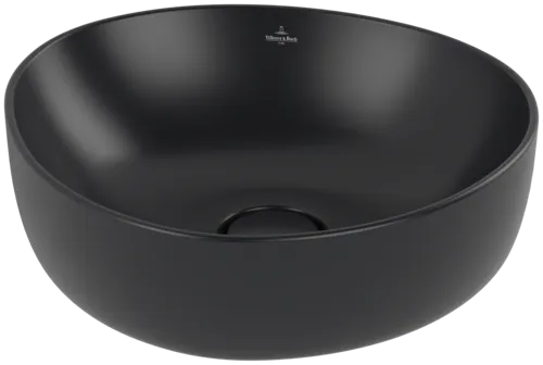 Зображення з  VILLEROY BOCH Antao Surface-mounted washbasin, 400 x 395 x 145 mm, Pure Black CeramicPlus, without overflow #4A7240R7