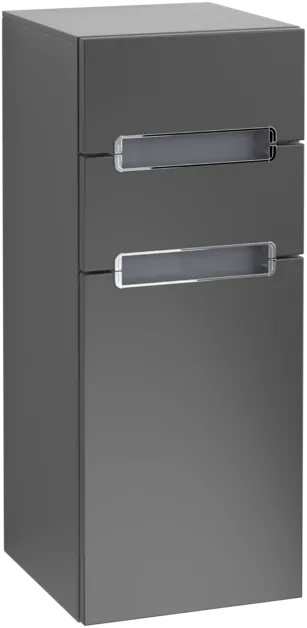 εικόνα του VILLEROY BOCH Subway 2.0 Side cabinet, 1 door, 2 drawers, 356 x 857 x 370 mm, Black Matt Lacquer / Glass White #A7121SPD
