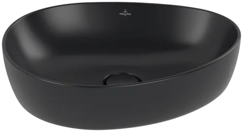Зображення з  VILLEROY BOCH Antao Surface-mounted washbasin, 510 x 400 x 146 mm, Pure Black CeramicPlus, without overflow #4A7351R7