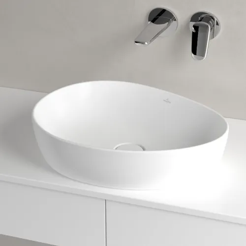 Bild von VILLEROY BOCH Antao Aufsatzwaschbecken, 510 x 400 x 146 mm, Stone White CeramicPlus, ohne Überlauf #4A7351RW
