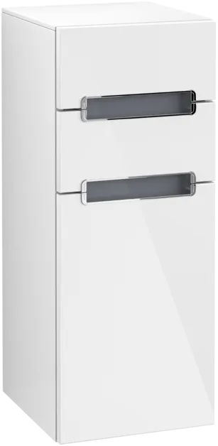 εικόνα του VILLEROY BOCH Subway 2.0 Side cabinet, 1 door, 2 drawers, 356 x 857 x 370 mm, Glossy White / Glass Silver Grey #A7121RDH
