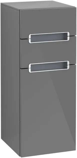 VILLEROY BOCH Subway 2.0 Side cabinet, 1 door, 2 drawers, 356 x 857 x 370 mm, Glossy Grey / Glass Silver Grey #A7121RFP resmi
