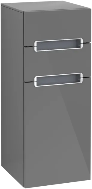 VILLEROY BOCH Subway 2.0 Side cabinet, 1 door, 2 drawers, 356 x 857 x 370 mm, Glossy Grey / Glass Silver Grey #A7131RFP resmi