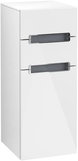 VILLEROY BOCH Subway 2.0 Side cabinet, 1 door, 2 drawers, 356 x 857 x 370 mm, Glossy White / Glass Silver Grey #A7131RDH resmi