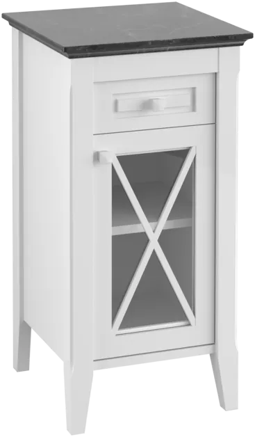Зображення з  VILLEROY BOCH Hommage Side cabinet, 1 door, 1 drawer, 442 x 850 x 432 mm, White Matt Lacquer/Black Marble / White Matt Lacquer/Black Marble #89642101