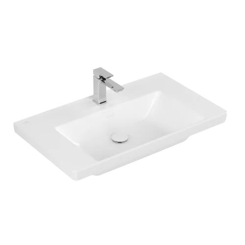Picture of VILLEROY BOCH Subway 3.0 Vanity washbasin, 800 x 470 x 165 mm, Stone White CeramicPlus, without overflow #4A7081RW