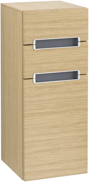 VILLEROY BOCH Subway 2.0 Side cabinet, 1 door, 2 drawers, 356 x 857 x 370 mm, Nordic Oak / Glass Silver Grey #A7121RVJ resmi
