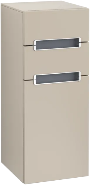 VILLEROY BOCH Subway 2.0 Side cabinet, 1 door, 2 drawers, 356 x 857 x 370 mm, Soft Grey / Glass Silver Grey #A7121RVK resmi