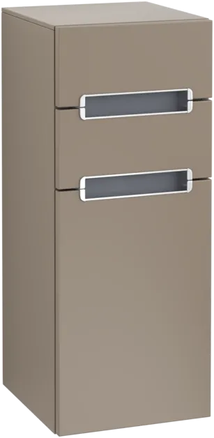 VILLEROY BOCH Subway 2.0 Side cabinet, 1 door, 2 drawers, 356 x 857 x 370 mm, Truffle Grey / Glass Silver Grey #A7121RVG resmi