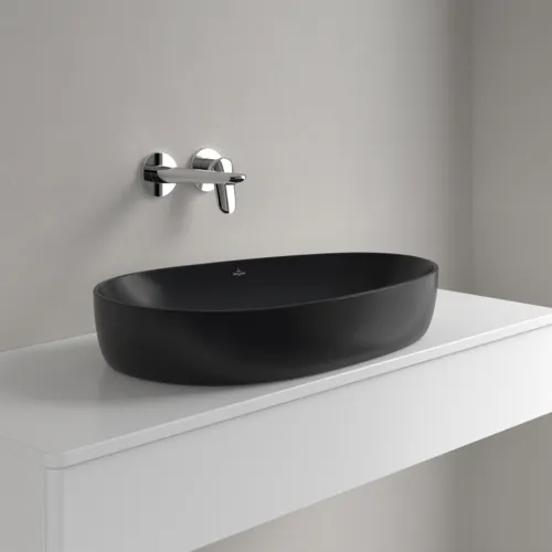 Bild von VILLEROY BOCH Antao Aufsatzwaschbecken, 650 x 400 x 146 mm, Pure Black CeramicPlus, ohne Überlauf #4A7465R7