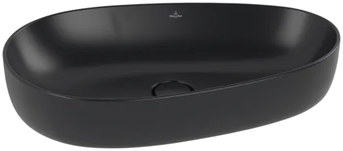 Зображення з  VILLEROY BOCH Antao Surface-mounted washbasin, 650 x 400 x 146 mm, Pure Black CeramicPlus, without overflow #4A7465R7