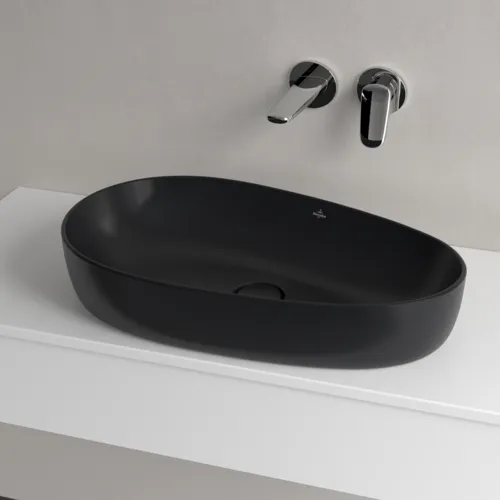 Bild von VILLEROY BOCH Antao Aufsatzwaschbecken, 650 x 400 x 146 mm, Pure Black CeramicPlus, ohne Überlauf #4A7465R7