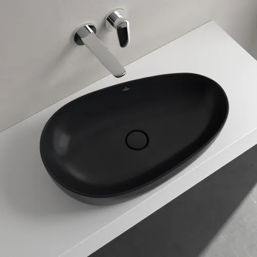 Bild von VILLEROY BOCH Antao Aufsatzwaschbecken, 650 x 400 x 146 mm, Pure Black CeramicPlus, ohne Überlauf #4A7465R7