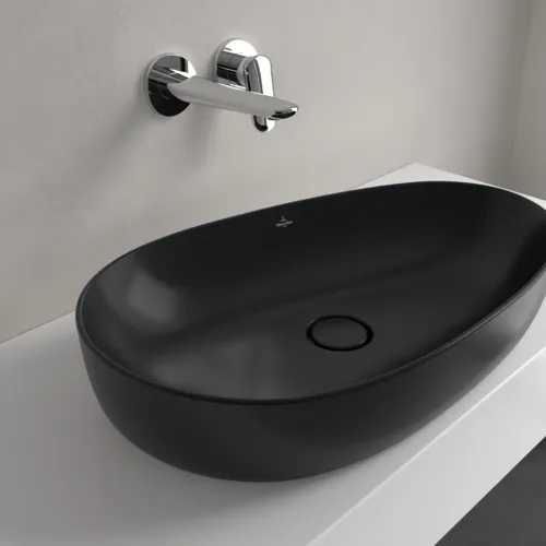 Bild von VILLEROY BOCH Antao Aufsatzwaschbecken, 650 x 400 x 146 mm, Pure Black CeramicPlus, ohne Überlauf #4A7465R7