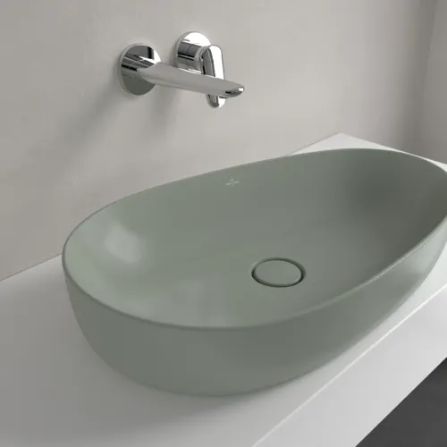 Picture of VILLEROY BOCH Antao Surface-mounted washbasin, 650 x 400 x 146 mm, Morning Green CeramicPlus, without overflow #4A7465R8