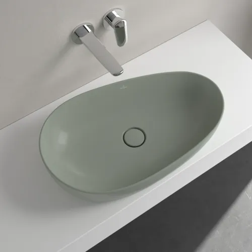 Picture of VILLEROY BOCH Antao Surface-mounted washbasin, 650 x 400 x 146 mm, Morning Green CeramicPlus, without overflow #4A7465R8
