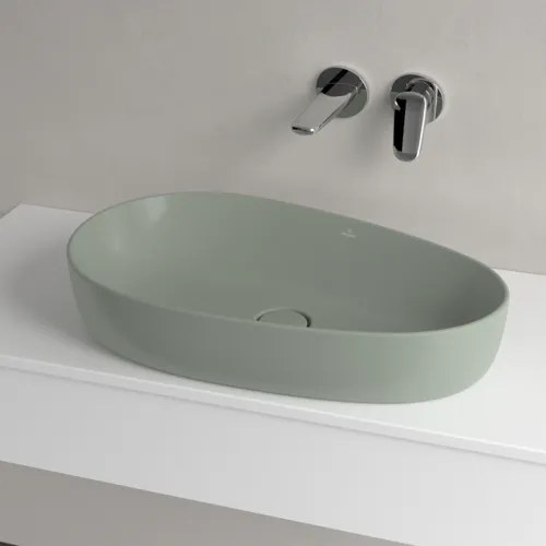 Picture of VILLEROY BOCH Antao Surface-mounted washbasin, 650 x 400 x 146 mm, Morning Green CeramicPlus, without overflow #4A7465R8