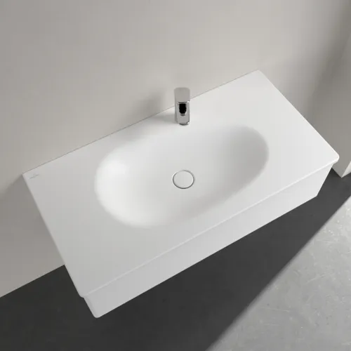 Bild von VILLEROY BOCH Antao Schrankwaschtisch, 1000 x 500 x 150 mm, Stone White CeramicPlus, mit verdecktem Überlauf #4A76ABRW