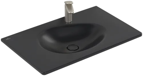 Picture of VILLEROY BOCH Antao Vanity washbasin, 800 x 500 x 150 mm, Pure Black CeramicPlus, without overflow #4A7581R7