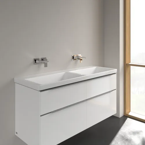 VILLEROY BOCH Subway 3.0 Schrank-Doppelwaschtisch, 1300 x 475 x 165 mm, Weiß Alpin CeramicPlus, ohne Überlauf #4A71D3R1, Bild 2