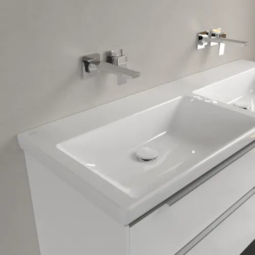 VILLEROY BOCH Subway 3.0 Schrank-Doppelwaschtisch, 1300 x 475 x 165 mm, Weiß Alpin CeramicPlus, ohne Überlauf #4A71D3R1, Bild 7