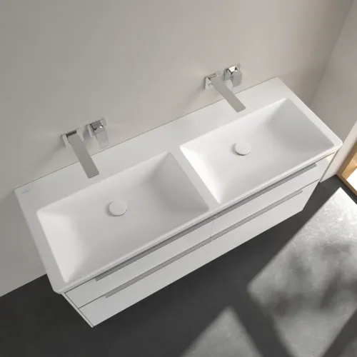 Bild von VILLEROY BOCH Subway 3.0 Schrank-Doppelwaschtisch, 1300 x 475 x 165 mm, Stone White CeramicPlus, ohne Überlauf #4A71D3RW