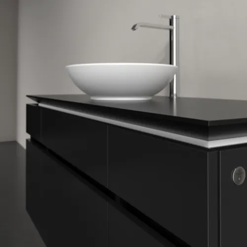 Picture of VILLEROY BOCH Legato Vanity unit, with lighting, 5 pull-out compartments, 1200 x 550 x 500 mm, Black Matt Lacquer / Black Matt Lacquer #B578L0PD