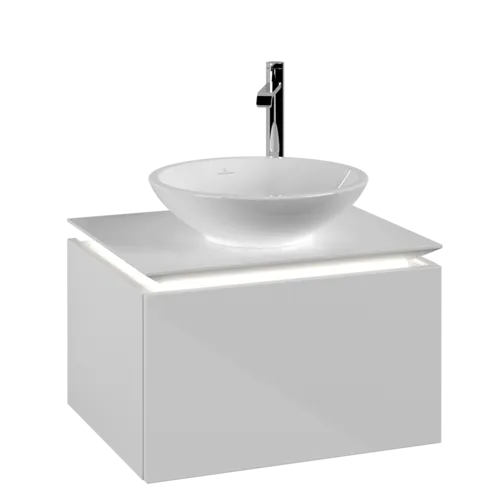 Obrázek VILLEROY BOCH Legato toaletní skříňka, s osvětlením, 1 zásuvka, 600 x 380 x 500 mm, lesklá bílá / lesklá bílá #B567L0DH