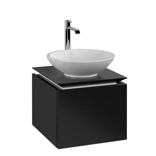 Obrázek VILLEROY BOCH Legato toaletní skříňka, 1 zásuvka, 450 x 380 x 500 mm, černý matný lak / černý matný lak #B56500PD