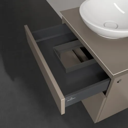 Bild von VILLEROY BOCH Legato Waschbeckenunterschrank, 2 Auszüge, 600 x 550 x 500 mm, Truffle Grey / Truffle Grey #B56800VG