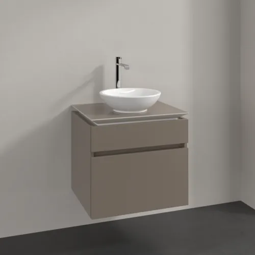 Bild von VILLEROY BOCH Legato Waschbeckenunterschrank, 2 Auszüge, 600 x 550 x 500 mm, Truffle Grey / Truffle Grey #B56800VG