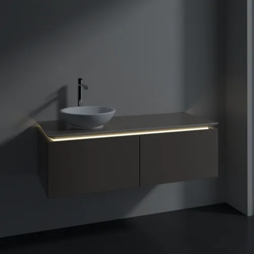 VILLEROY BOCH Legato Waschbeckenunterschrank, mit Beleuchtung, 2 Auszüge, 1200 x 380 x 500 mm, Truffle Grey / Truffle Grey #B579L0VG, Bild 3