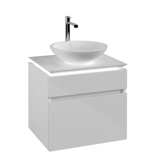 Зображення з  VILLEROY BOCH Legato Vanity unit, with lighting, 2 pull-out compartments, 600 x 550 x 500 mm, Glossy White / Glossy White #B568L0DH
