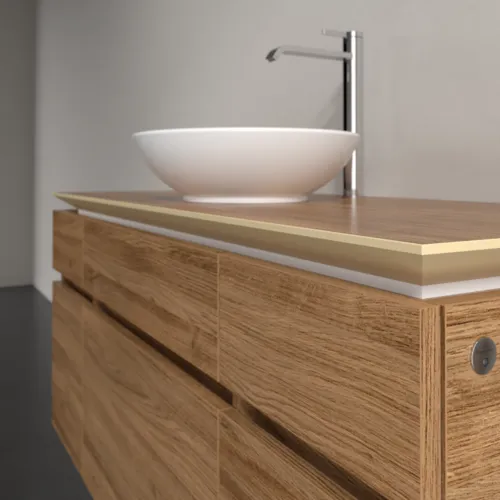 Bild von VILLEROY BOCH Legato Waschbeckenunterschrank, mit Beleuchtung, 5 Auszüge, 1200 x 550 x 500 mm, Kansas Oak / Kansas Oak #B578L0RH