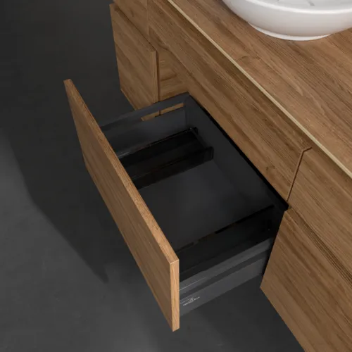 Bild von VILLEROY BOCH Legato Waschbeckenunterschrank, mit Beleuchtung, 5 Auszüge, 1200 x 550 x 500 mm, Kansas Oak / Kansas Oak #B578L0RH