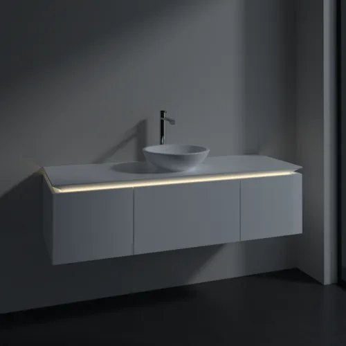 Bild von VILLEROY BOCH Legato Waschbeckenunterschrank, mit Beleuchtung, 3 Auszüge, 1400 x 380 x 500 mm, Glossy White / Glossy White #B585L0DH