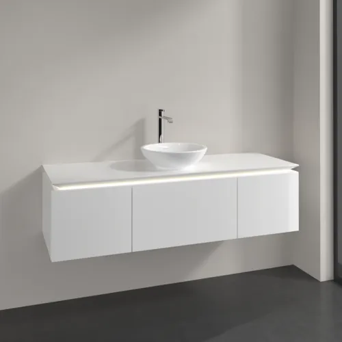 Bild von VILLEROY BOCH Legato Waschbeckenunterschrank, mit Beleuchtung, 3 Auszüge, 1400 x 380 x 500 mm, Glossy White / Glossy White #B585L0DH