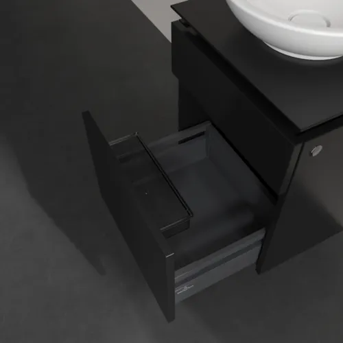 Bild von VILLEROY BOCH Legato Waschbeckenunterschrank, 2 Auszüge, 450 x 550 x 500 mm, Black Matt Lacquer / Black Matt Lacquer #B56600PD