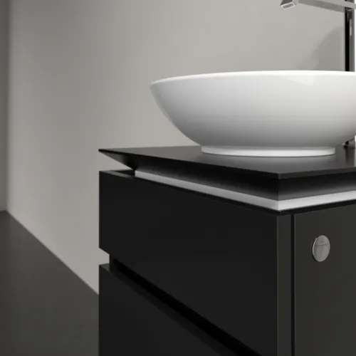 Bild von VILLEROY BOCH Legato Waschbeckenunterschrank, 2 Auszüge, 450 x 550 x 500 mm, Black Matt Lacquer / Black Matt Lacquer #B56600PD