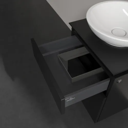 Bild von VILLEROY BOCH Legato Waschbeckenunterschrank, 2 Auszüge, 450 x 550 x 500 mm, Black Matt Lacquer / Black Matt Lacquer #B56600PD