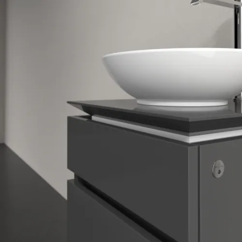 Bild von VILLEROY BOCH Legato Waschbeckenunterschrank, mit Beleuchtung, 2 Auszüge, 450 x 550 x 500 mm, Glossy Grey / Glossy Grey #B566L0FP