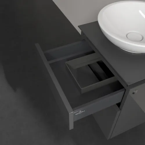 Bild von VILLEROY BOCH Legato Waschbeckenunterschrank, mit Beleuchtung, 2 Auszüge, 450 x 550 x 500 mm, Glossy Grey / Glossy Grey #B566L0FP