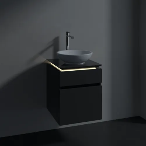 Bild von VILLEROY BOCH Legato Waschbeckenunterschrank, mit Beleuchtung, 2 Auszüge, 450 x 550 x 500 mm, Glossy Grey / Glossy Grey #B566L0FP