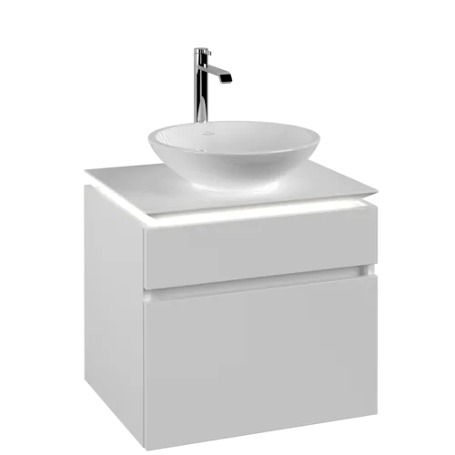 Obrázek VILLEROY BOCH Legato toaletní skříňka, s osvětlením, 2 výsuvy, 600 x 550 x 500 mm, bílá matná / bílá matná #B568L0MS
