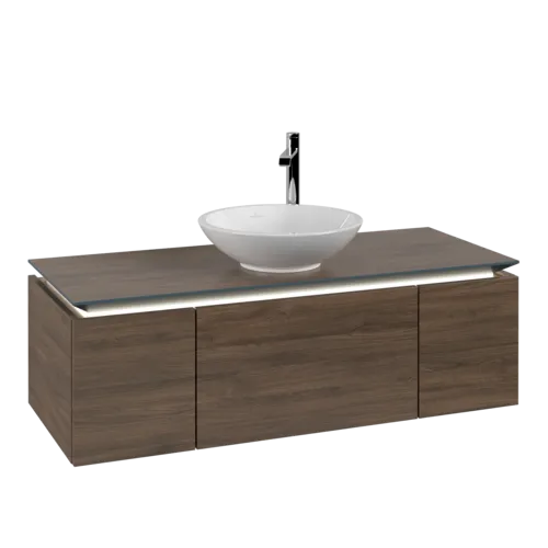 Picture of VILLEROY BOCH Legato Vanity unit, with lighting, 3 pull-out compartments, 1200 x 380 x 500 mm, Arizona Oak / Arizona Oak #B577L0VH