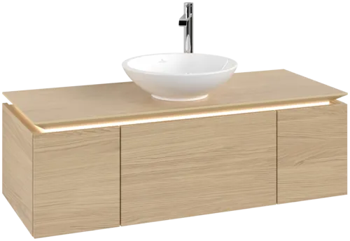 Picture of VILLEROY BOCH Legato Vanity unit, with lighting, 3 pull-out compartments, 1200 x 380 x 500 mm, Nordic Oak / Nordic Oak #B577L0VJ